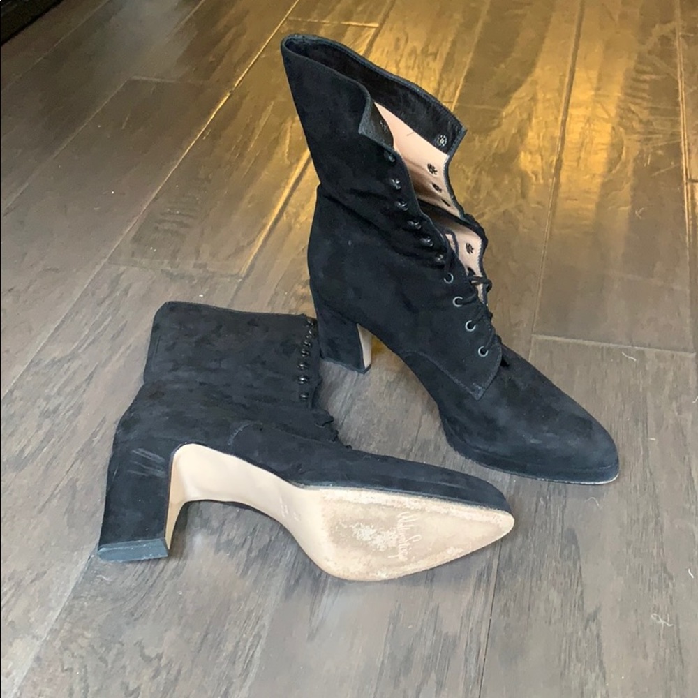 Suede Heeled Lace up Booties